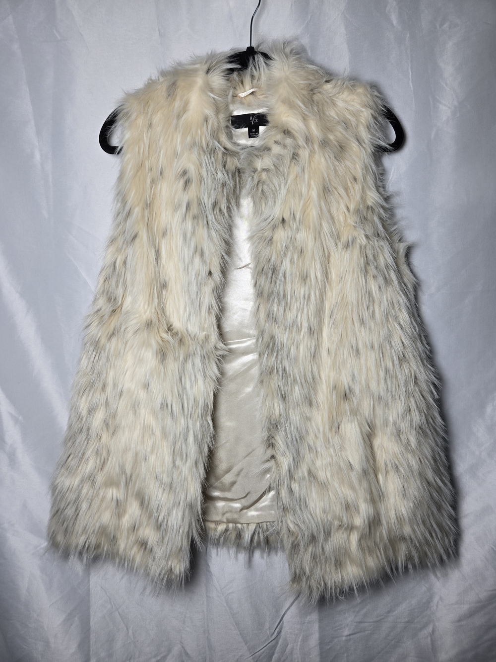 Rachel Zoe Cream & Gray Faux Fur Vest